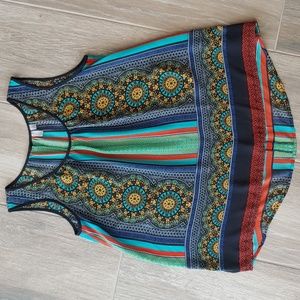 EUC Madison Sz. S Sleeveless Top, Multi-Color/Black/Teal/Coral/Royal Blue/White